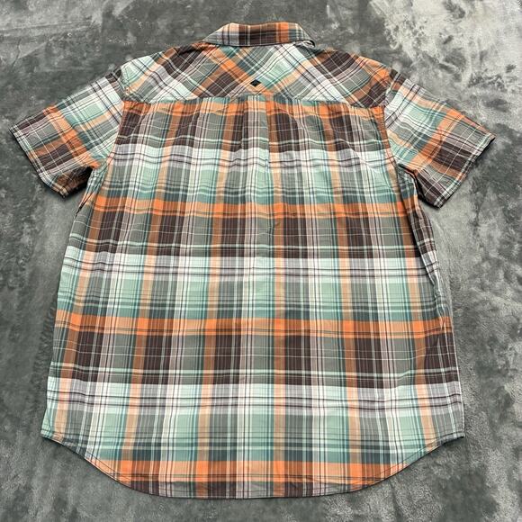 Prana Shirt Mens Large Brown Plaid Short Sleeve Button Up Organic Cotton Outdoor - Picture 5 of 10